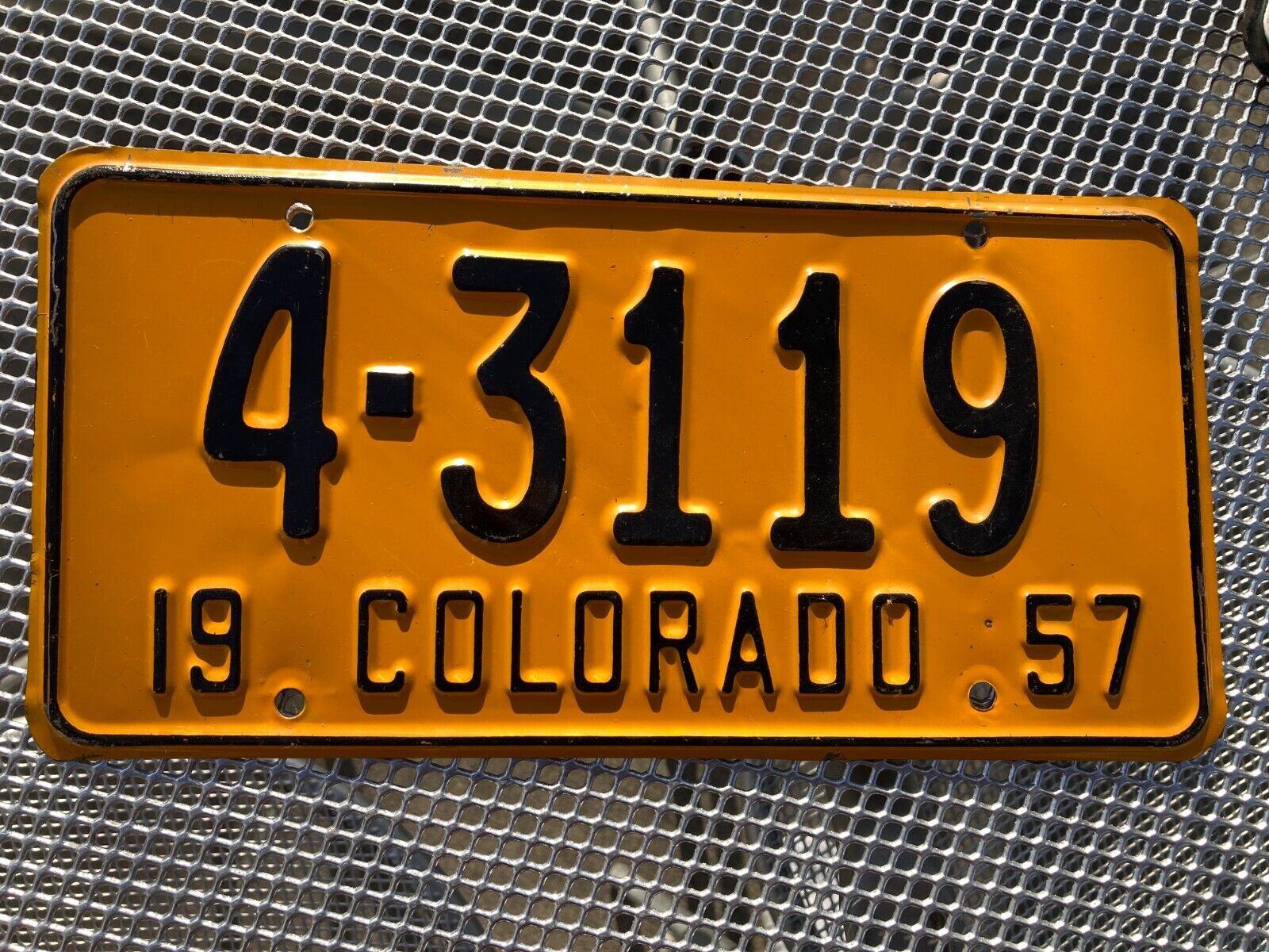 1957 Colorado License Plate - Excellent