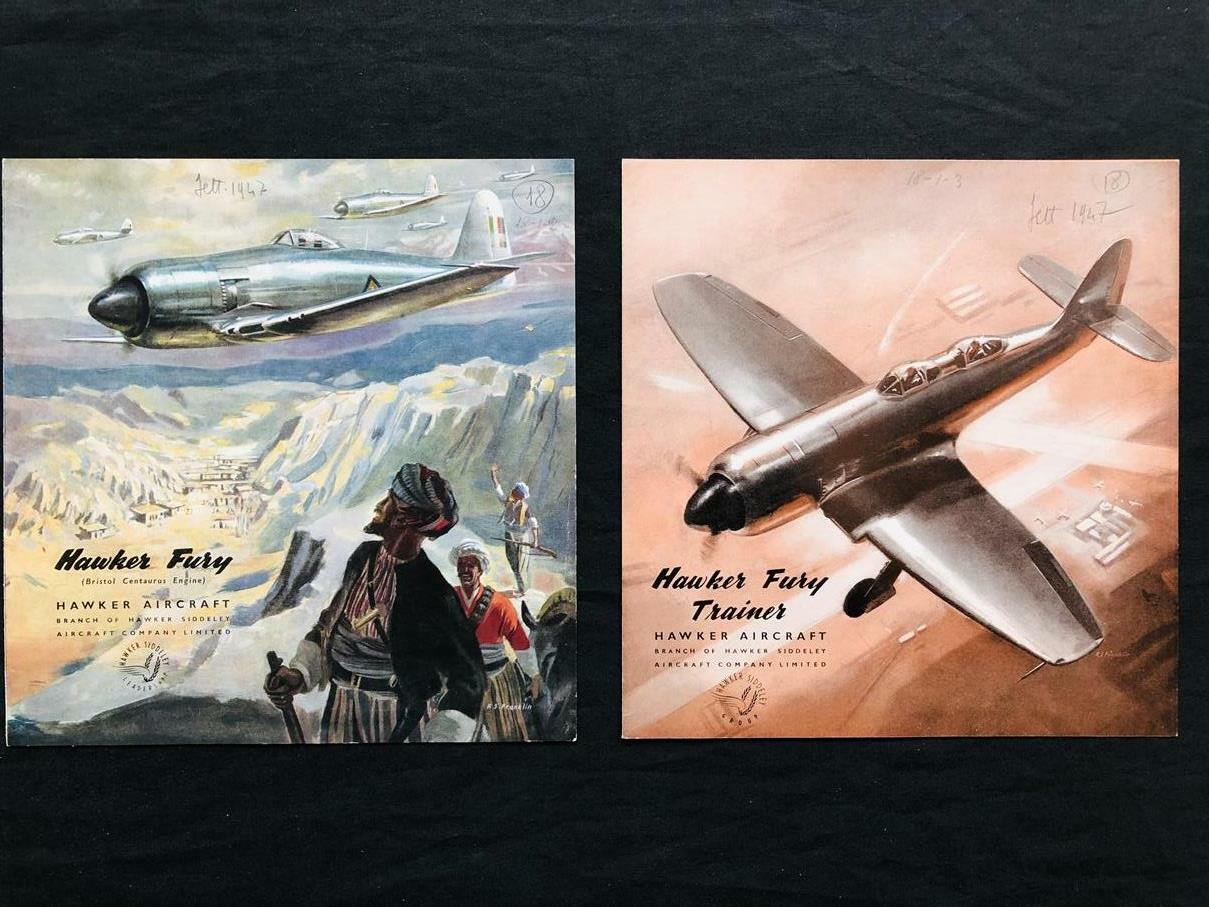 HAWKER SIDDELEY FURY FIGHTER AIRCRAFT AIRPLANE COMPANY BROCHURES, 1947 Warbird