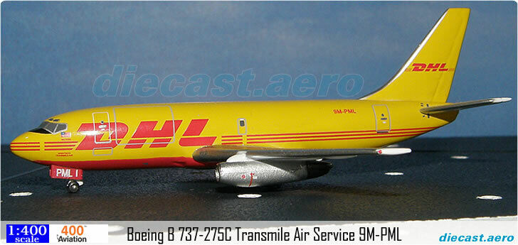 **Rare** Boeing B 737-275C DHL Transmile Air Service 9M-PML Aviation 400 1:400