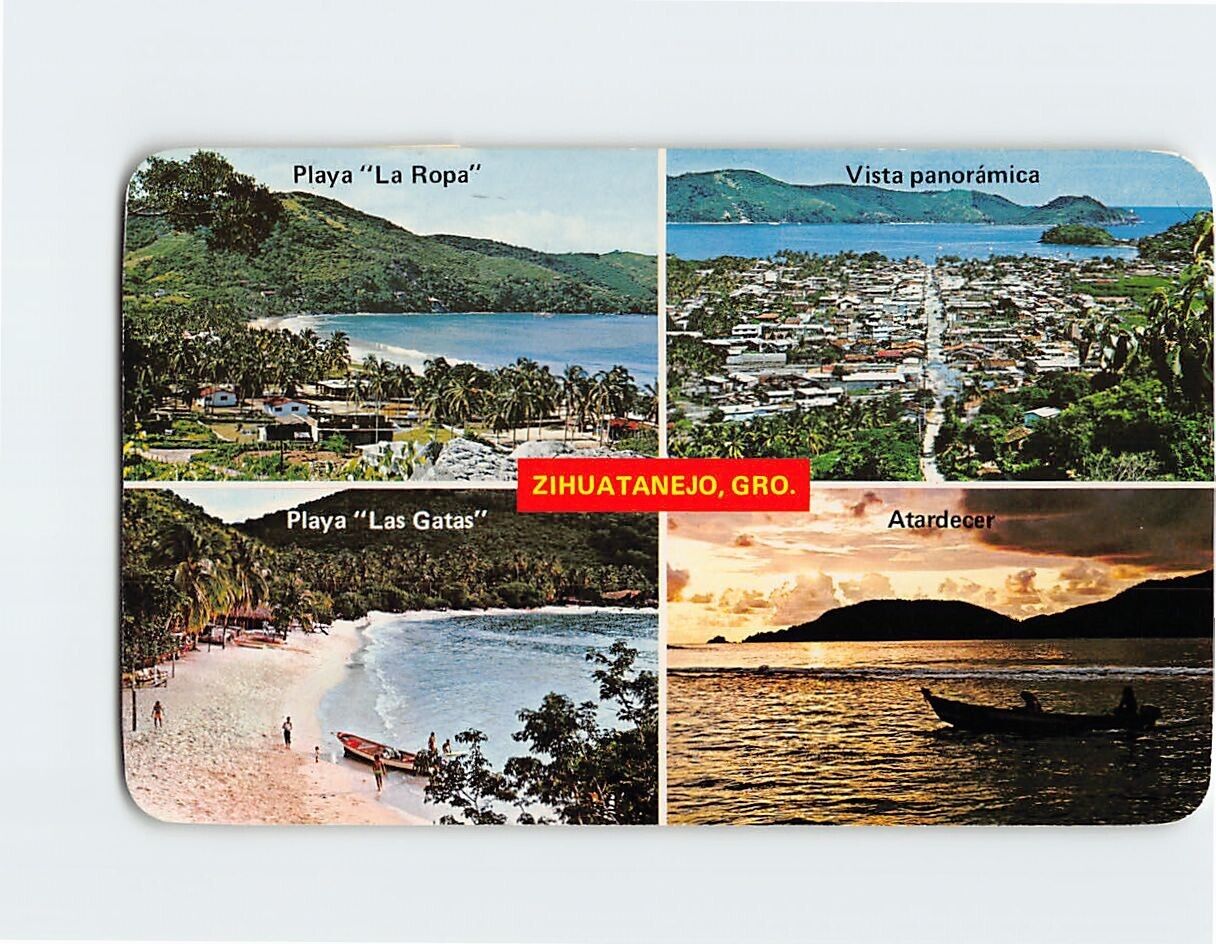 Postcard Four Aspects of Zihuatanejo Guerrero Mexico