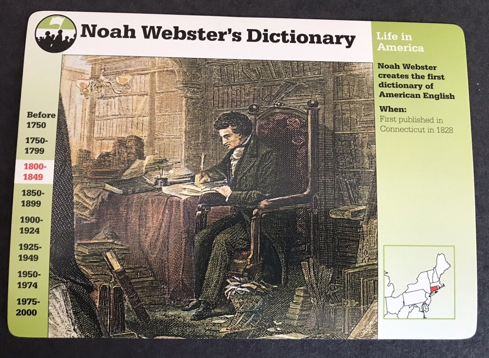 Noah Webster\'s Dictionary ,    Grolier  Collector Card
