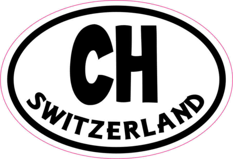3X2 Oval CH Switzerland Sticker Vinyl Cup Decals Sticker Bumper Car Decal
