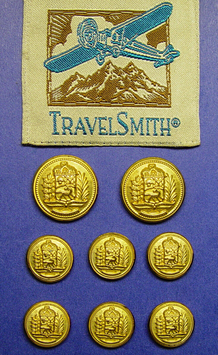 8 TRAVEL SMITH blazer replacement gold tone 2-part metal buttons good used cond.