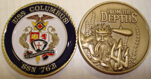 NAVY SUBMARINE USS COLUMBUS SSN-762 FROM THE DEPTHS MILITARY  CHALLENGE COIN