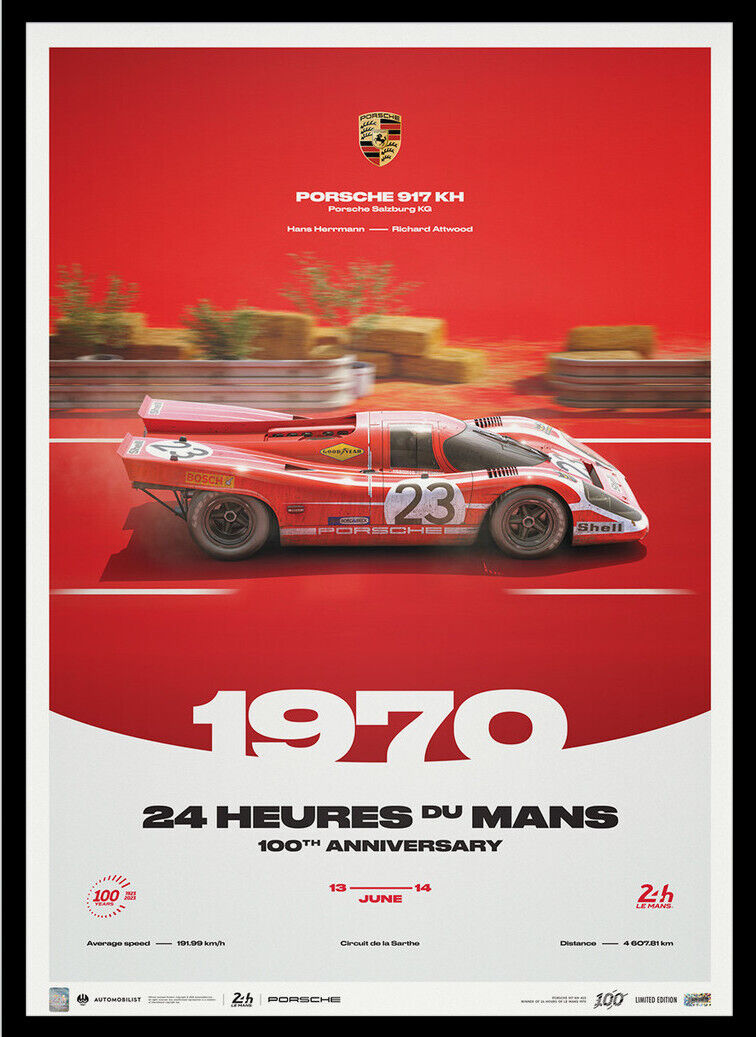 1970 PORSCHE 917KH Salzburg 24 Hours Le Mans Herrman Atwood Ltd Ed 200 Poster