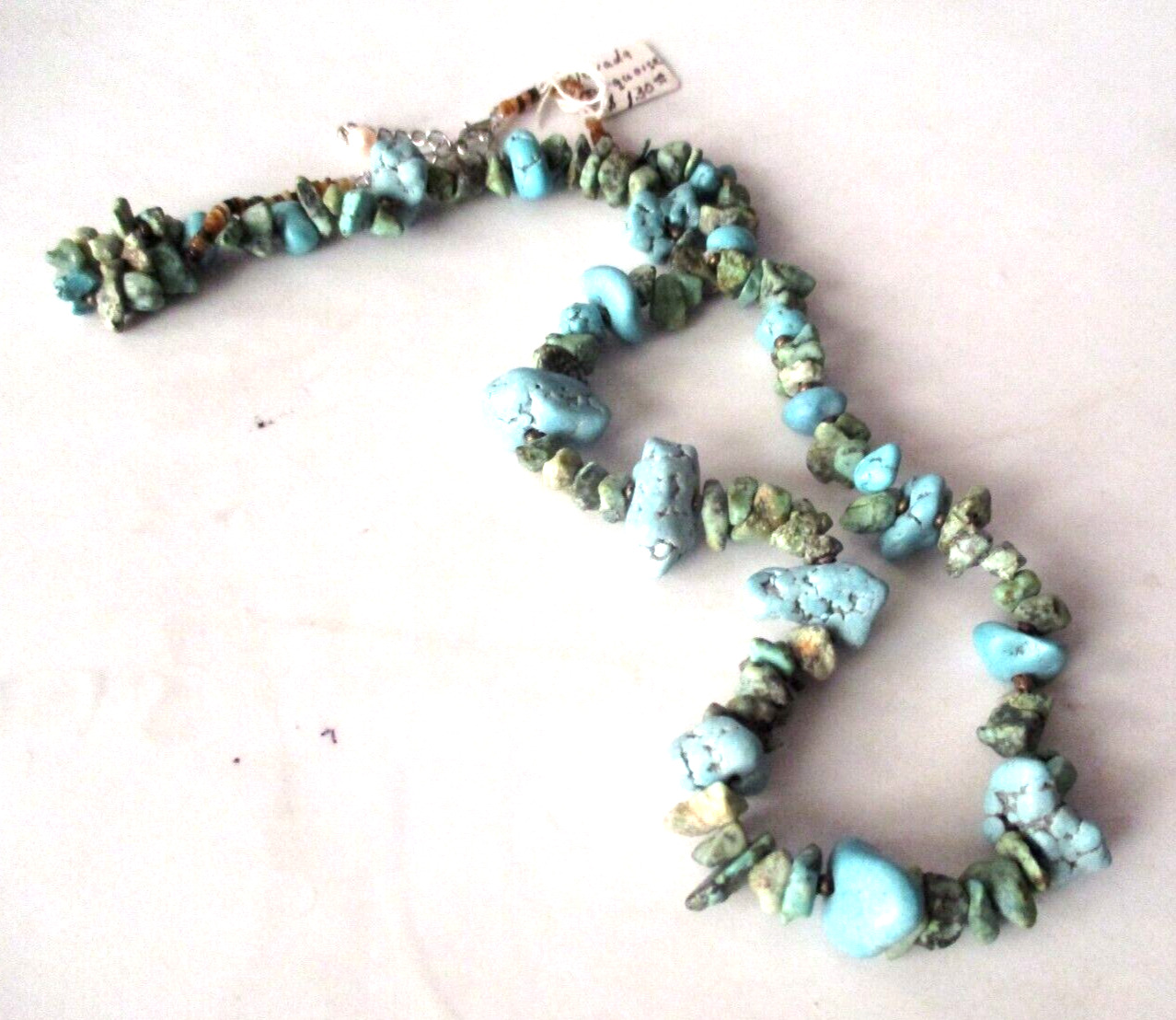 TURQUOISE NECKLACE VINTAGE HANDMADE NATURAL NATIVE  20\