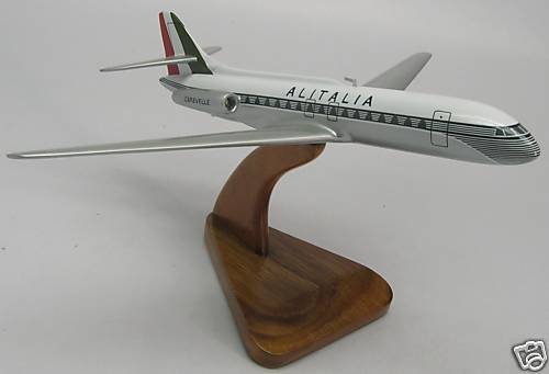 SE-210 Sud Caravelle Alitalia Airplane Desk Wood Model Small New