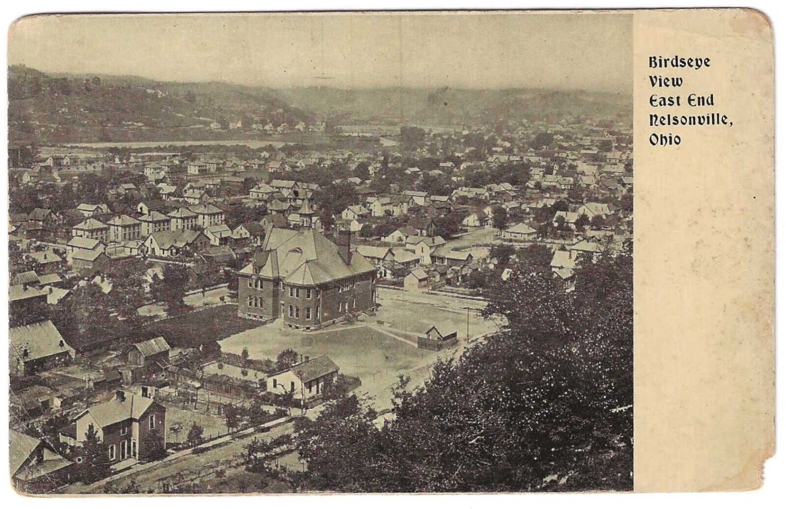 Birdseye View East End Nelsonville, Ohio OH Vintage Postcard Posted 1910