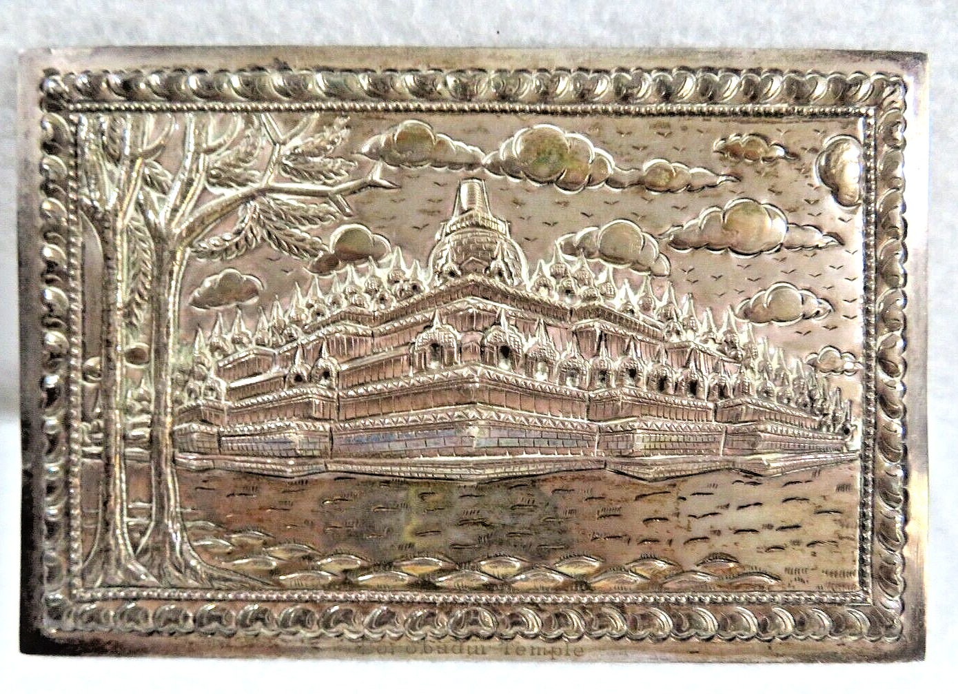 Incredible Antique Heavy Silver? Plaque of Borobudur  Temple in Central Java
