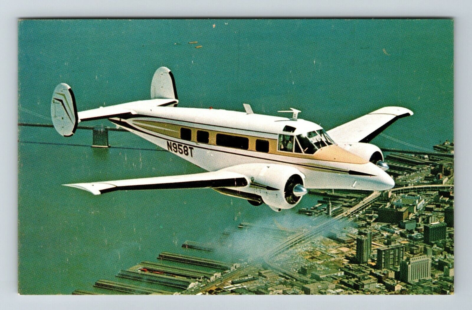 Airplane, The Beechcraft Super H-18  Vintage Souvenir Postcard