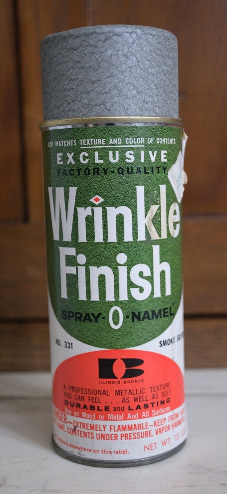 Vtg 1960 Illinois Bronze 331 Smoke Silver Wrinkle Spray Paint Can Spray-O-Namel