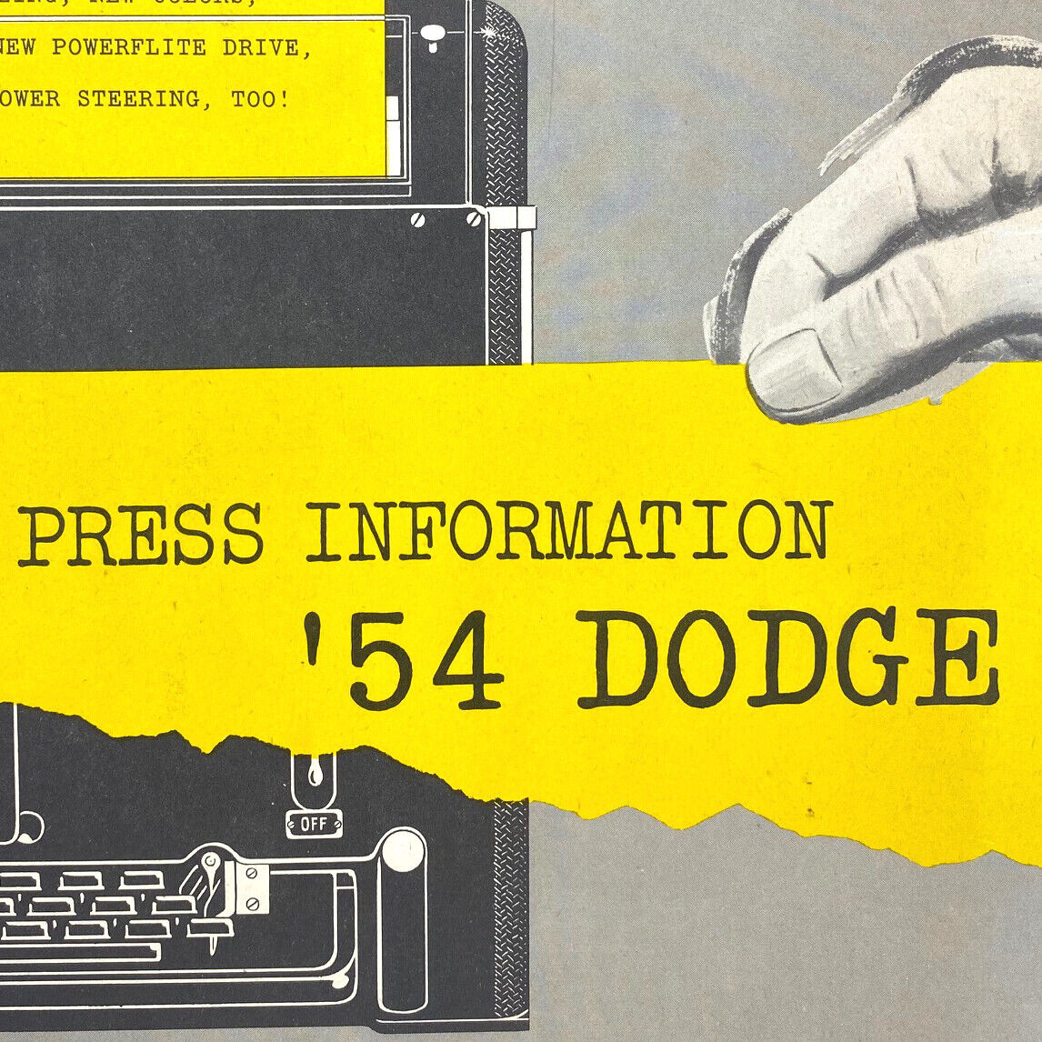 Original 1954 Dodge Press Release Folder Only For October 1953 Detroit Michigan