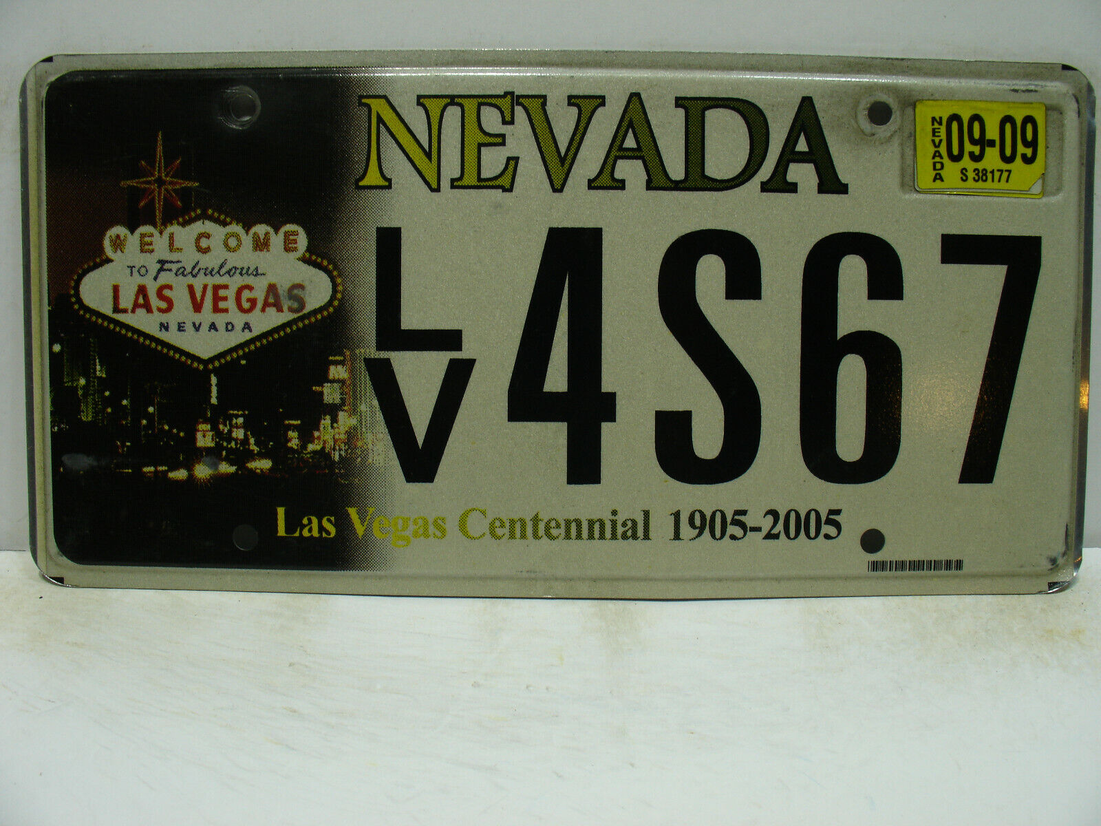 2009 Nevada License Plate     LV 4S67   Las Vegas Centennial    Vintage  11281