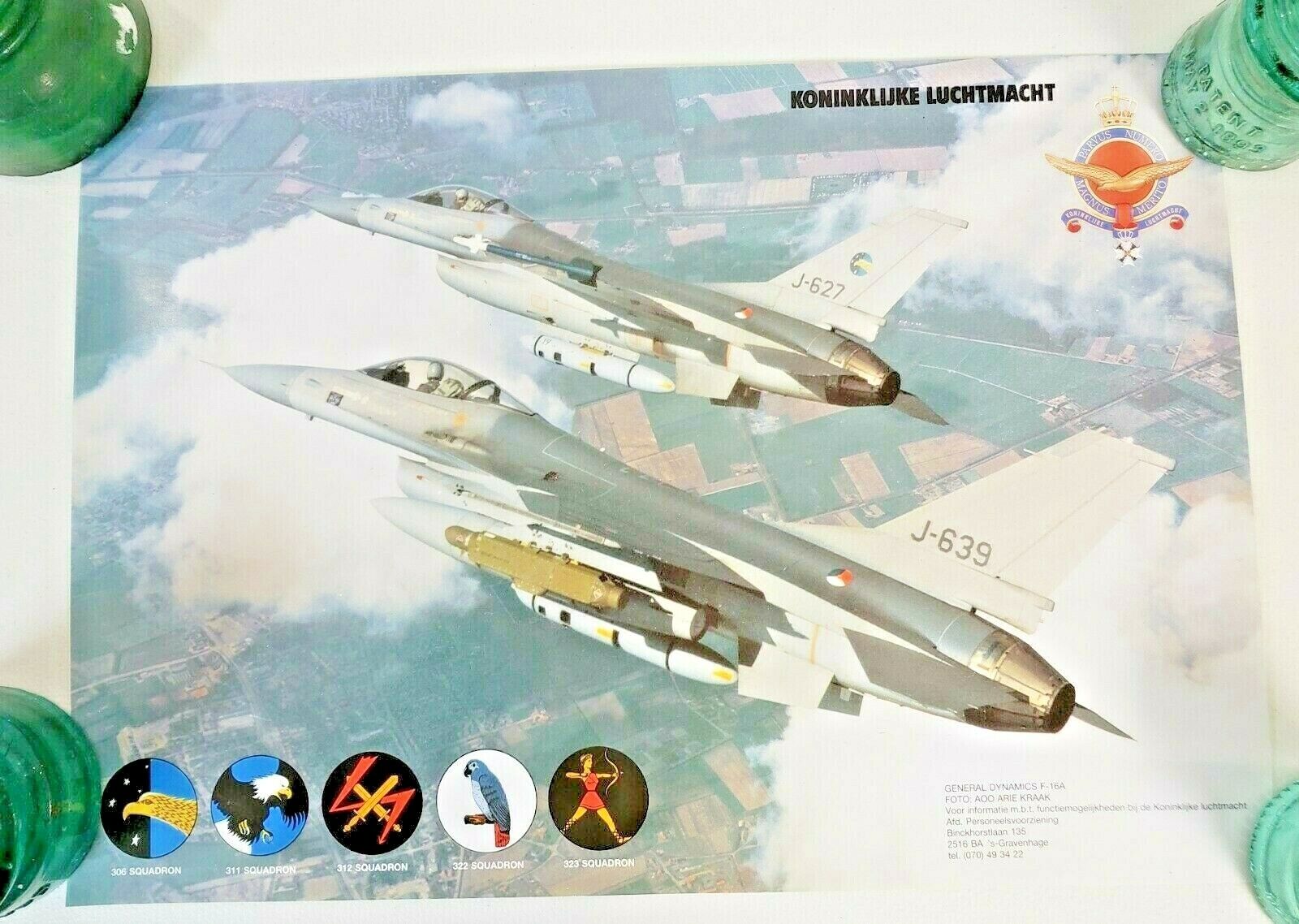Vintage General Dynamics F-16A Royal Netherlands Airforce poster 306,311,312,322