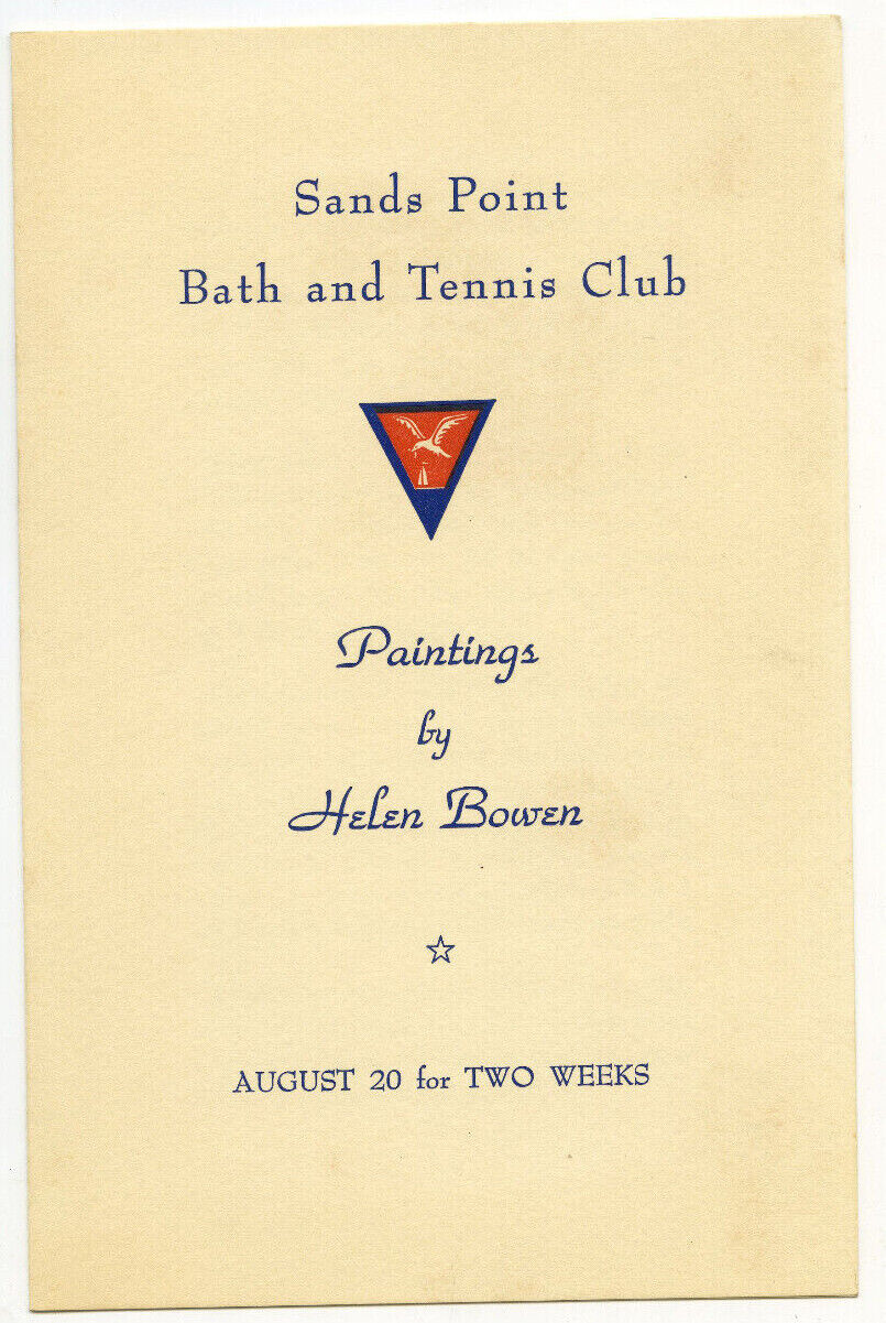 Vintage Art Gallery Flyer Paintings Helen Bowen Sands Point Bath Tennis Club NY