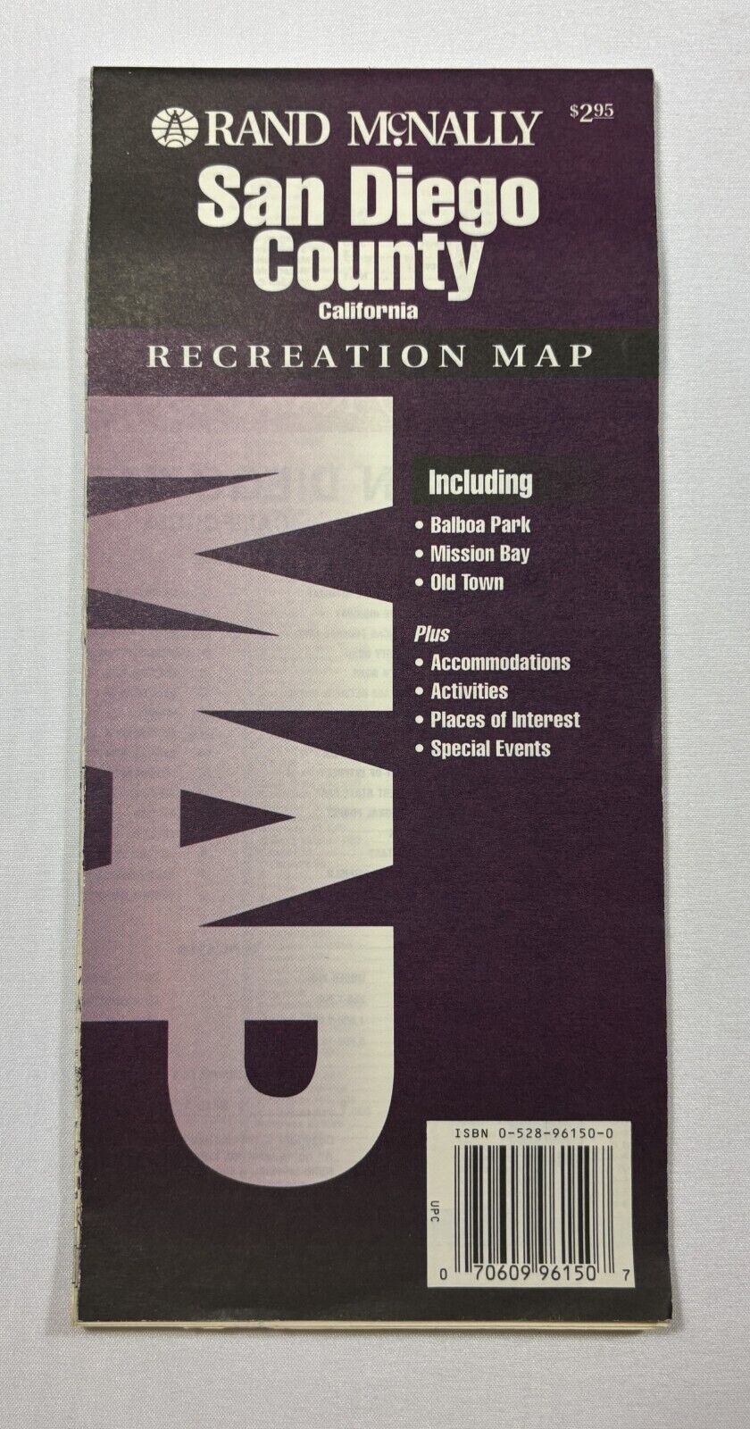 1994 SAN DIEGO COUNTY, CA. VACATION TRAVEL TOURIST RECREATION MAP ~ RAND MCNALLY