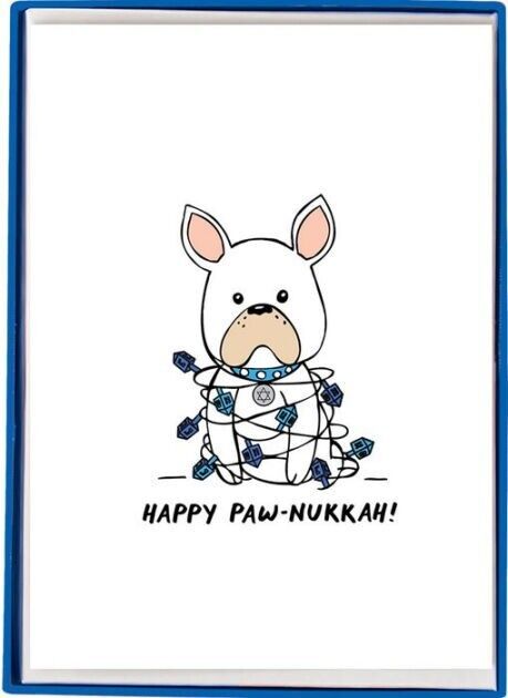 Graphique de France Happy Paw-Nukkah Frenchie Holiday Boxed Cards, 20 cards