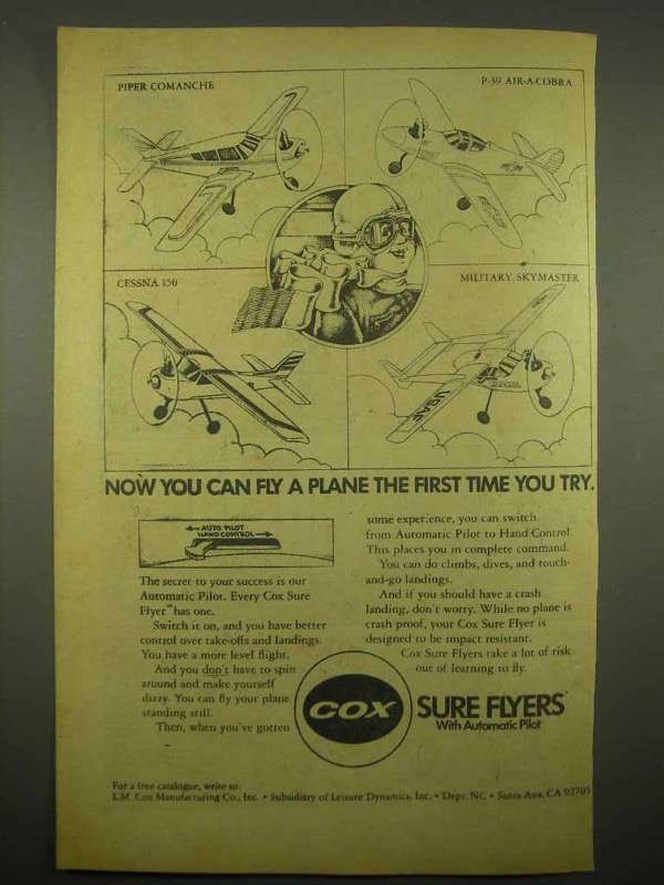 1976 Cox Sure Flyers Ad - Piper Comanche, P-39
