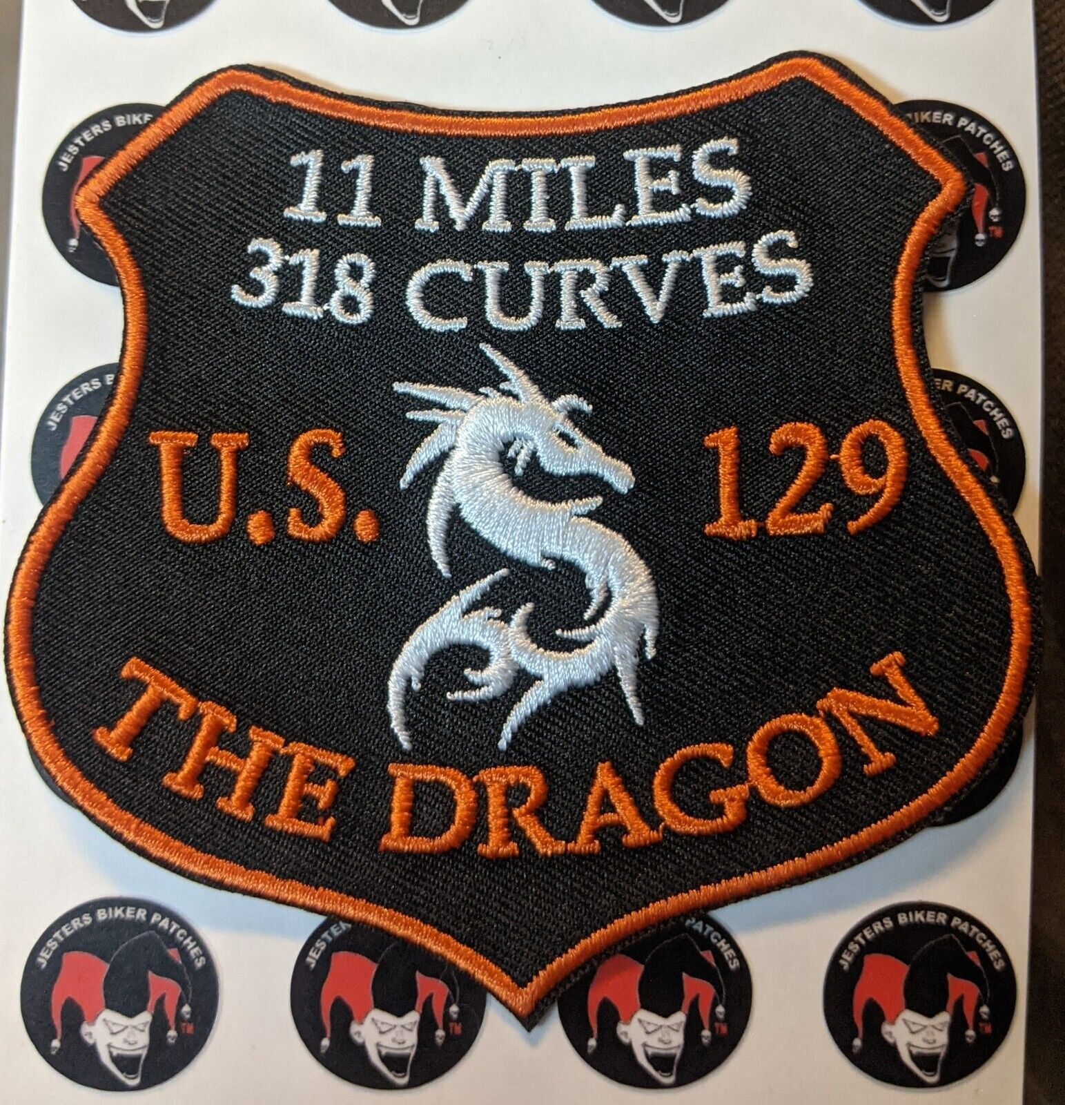 US Highway 129 Tail of the Dragon 11 Miles / 318 Curves  Embroidered Biker Patch