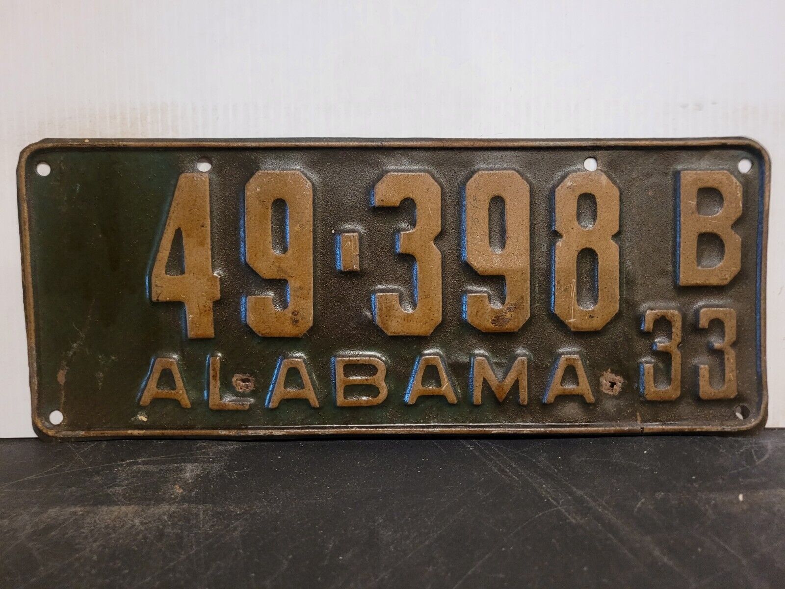 1933 Alabama License Plate Tag Original.