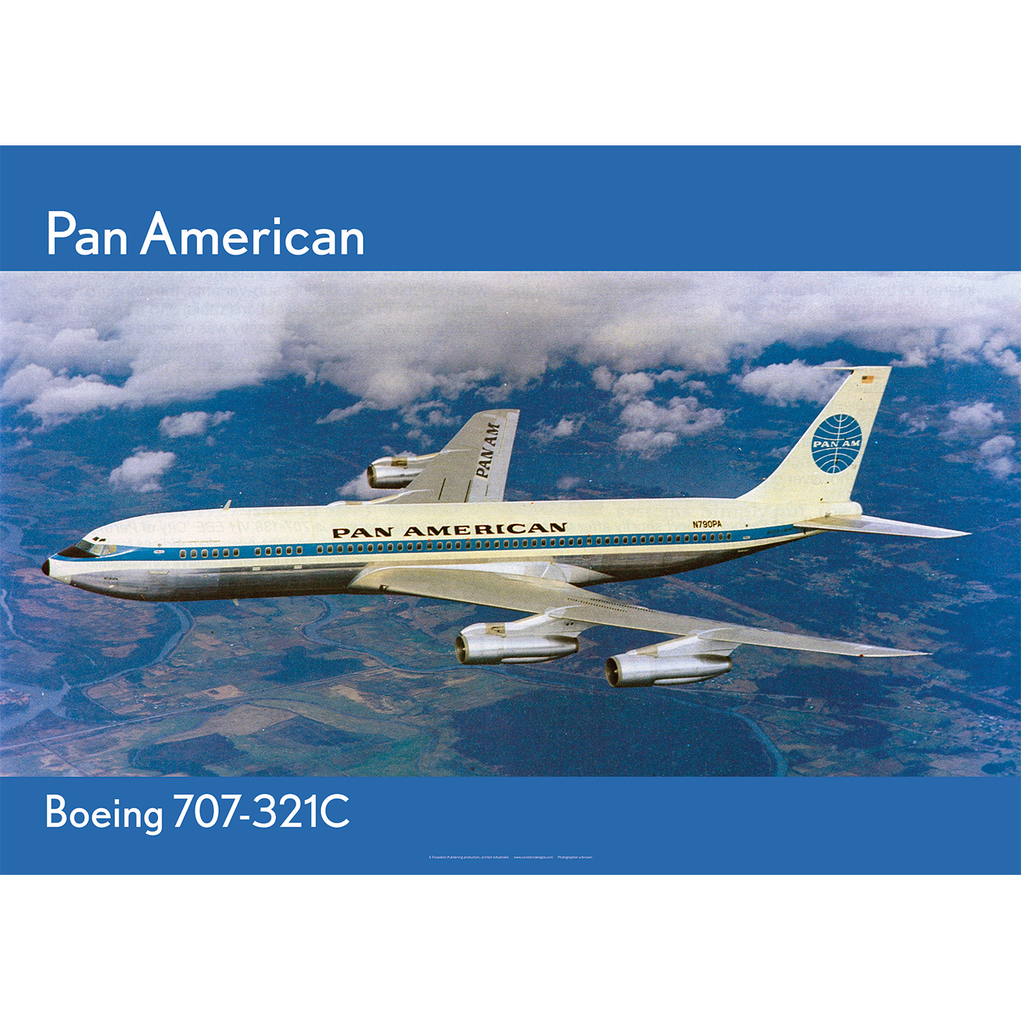 Pan American Boeing 707-321C Art Print - Aerial View Aviation 1960s