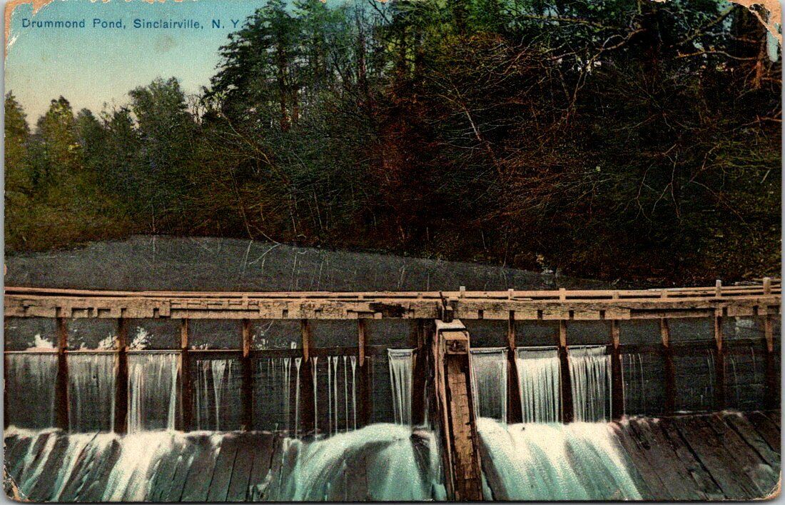 Postcard Drummond Pond Sinclairville New York Old Postcard Posted 1914 B18
