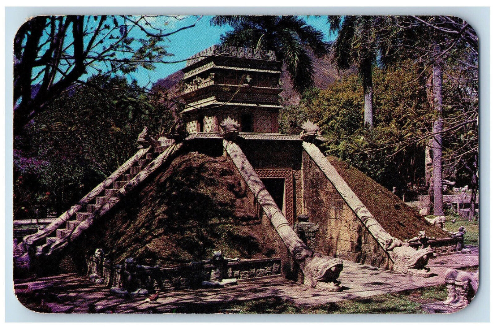 Honduras Postcard Mayan Temple In Concordia Park 1954 Vintage Posted