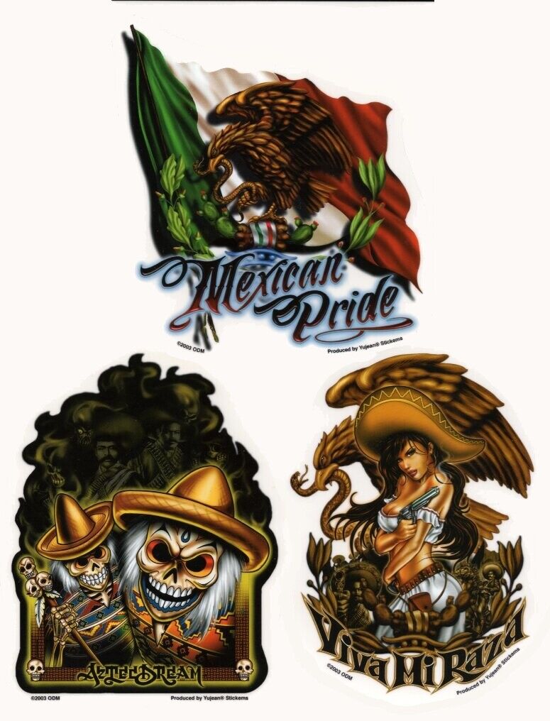 Mexican Pride Flag ViVa Mi Raza Aztec Dream VINYL #STICKER#Decal SET 