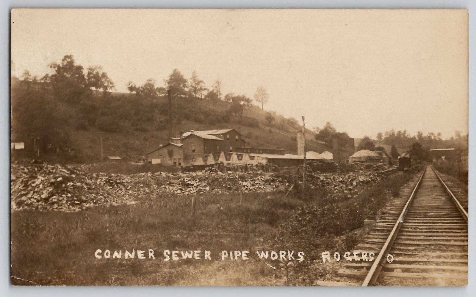 1913 Rogers Ohio Conner Sewer Pipe Works Columbiana County OH RPPC Postcard