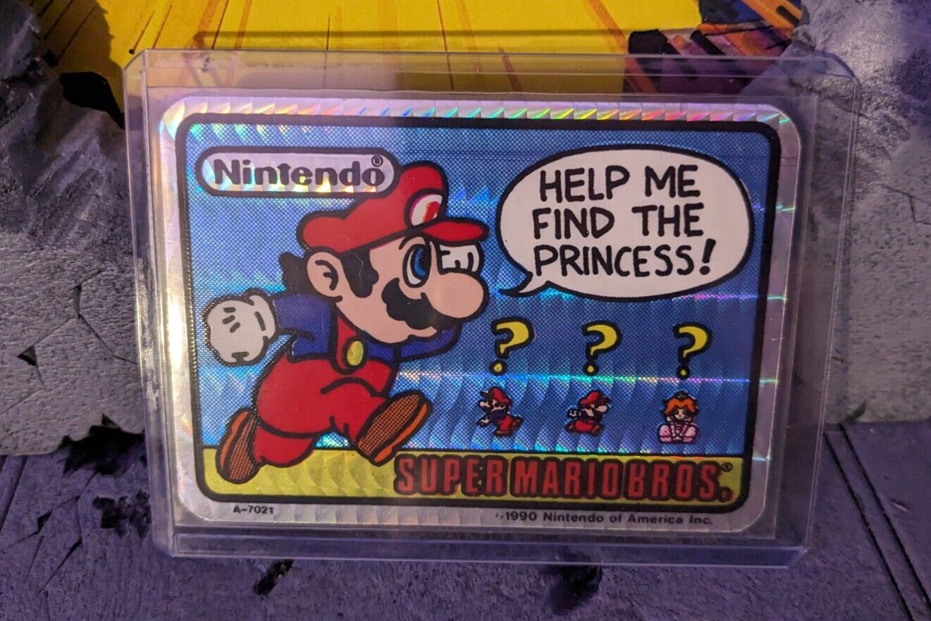Vintage 1990 Super Mario Bros Prism Sticker  Prismatic RARE NOS Sticker Card D
