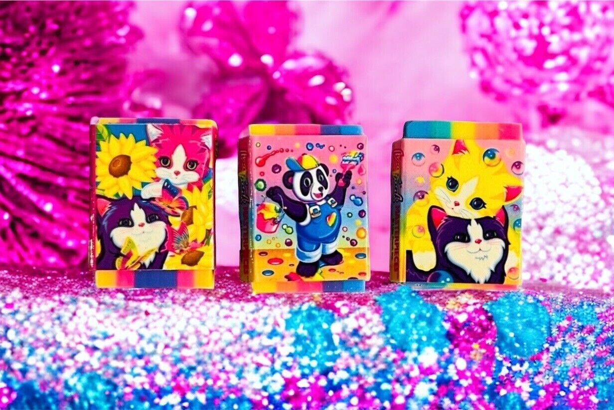 Vintage 1990's Lisa Frank Masterpieces Erasers Party Favors (Set of 3)