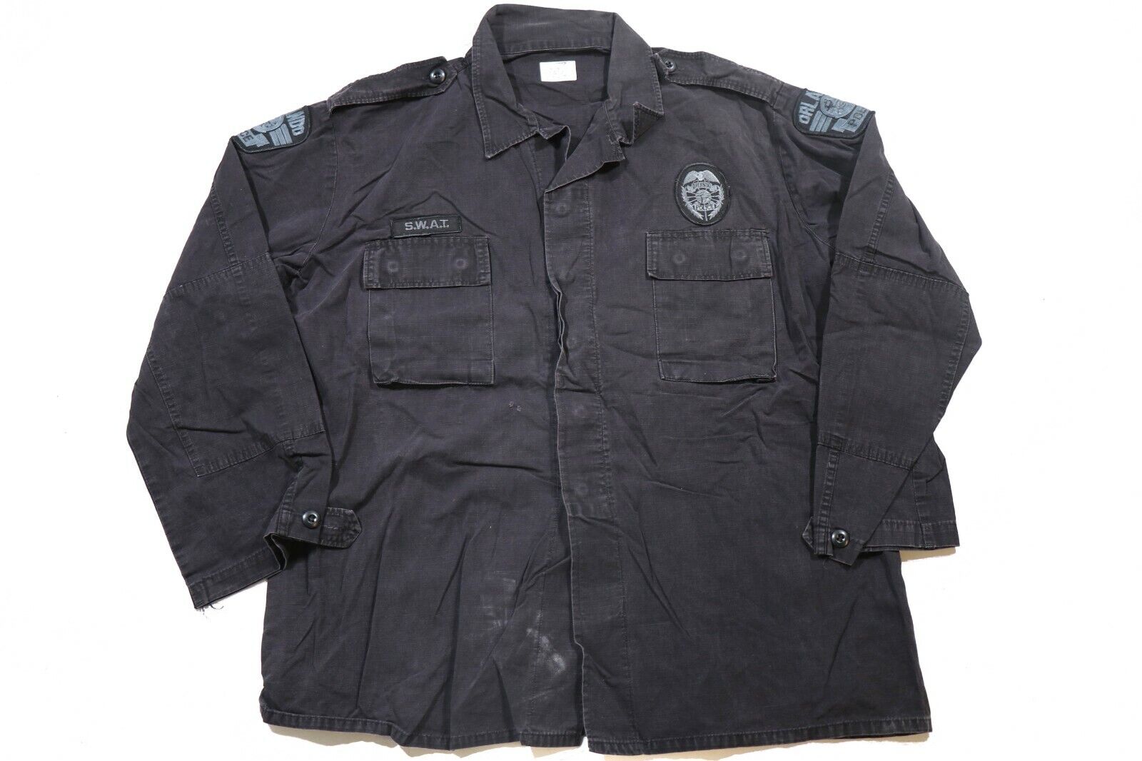 Authentic 1990s Orlando Police SWAT Jacket Shirt Rip-Stop Poplin Issued 