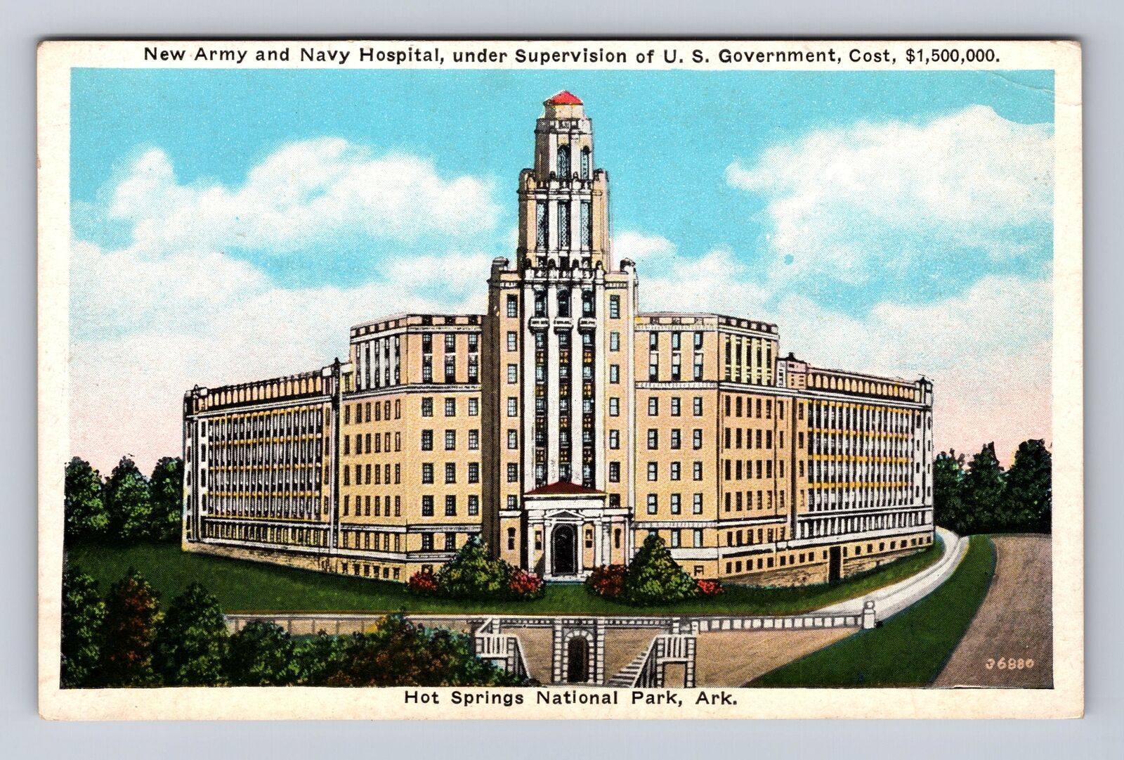 Hot Springs Nat\'l Park AR-Arkansas, New Army & Navy Hospital, Vintage Postcard