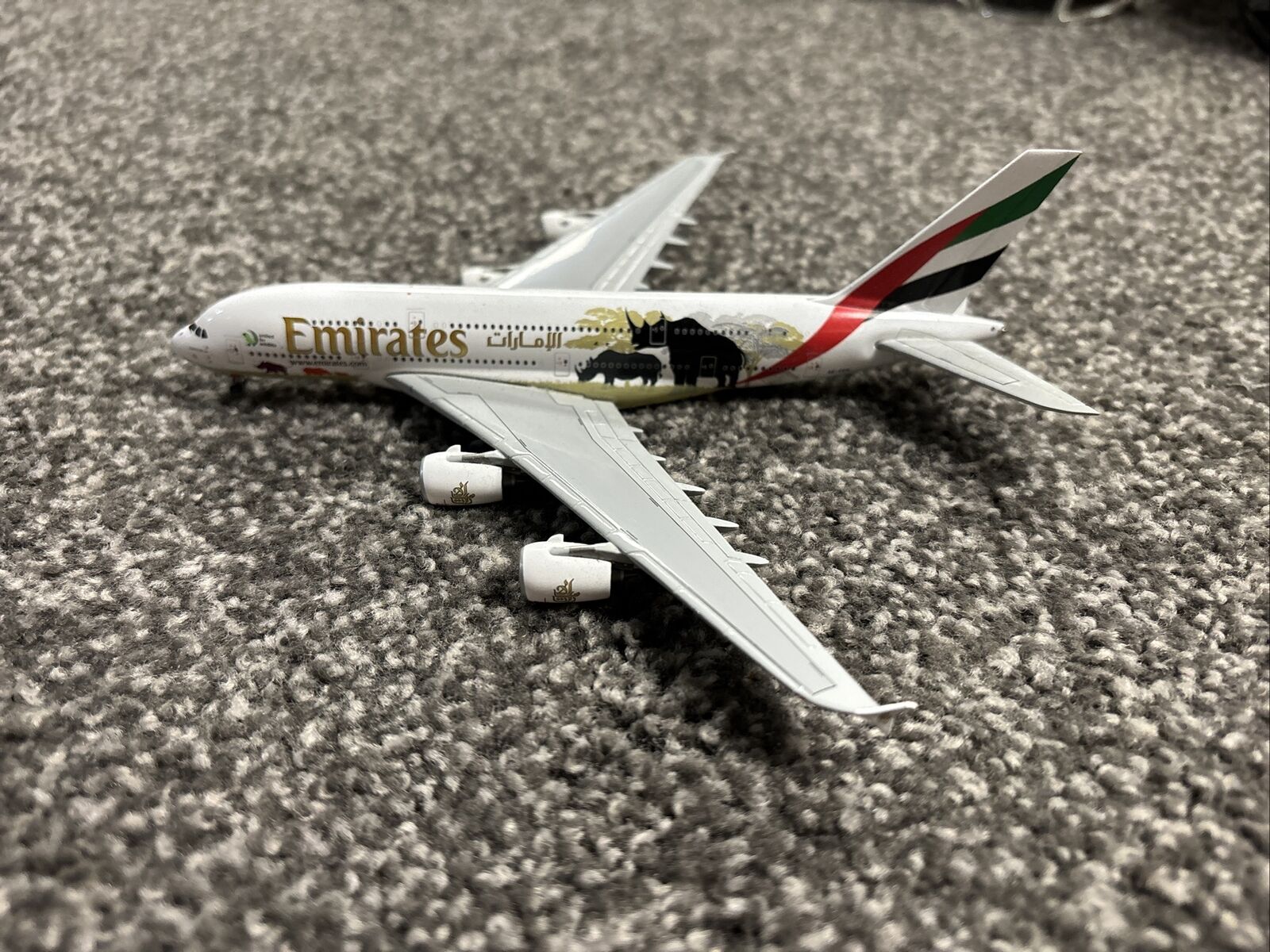 Gemini Jets 1:400 Emirates Airbus A380-800  Diecast Model United For Wildlife