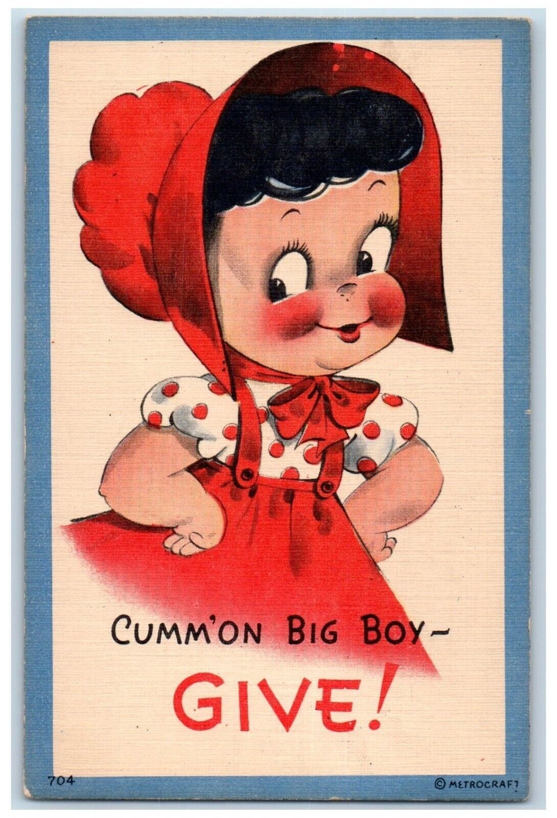 Valentine Cute Little Girl Polka Dot, Greetings From Luxemburg WI Postcard