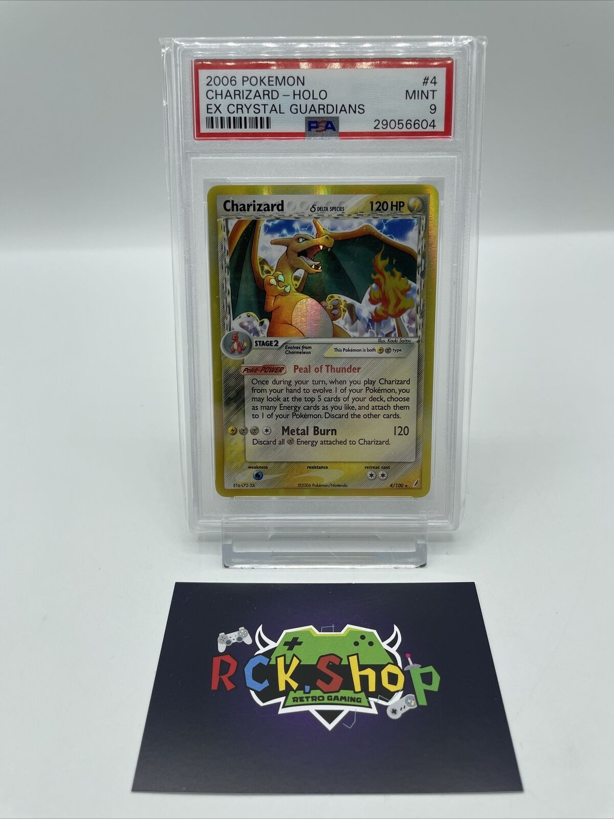 Pokemon Card - PSA 9 - Charizard Glurak 4/100 Holo EX Crystal Guardians - MINT