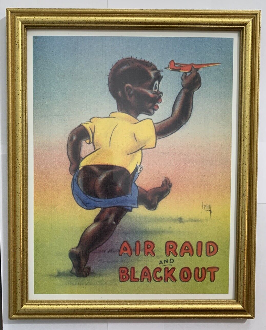 1940’s Air Raid and Blackout Framed Print. 15 by 12 Inches. Vintage
