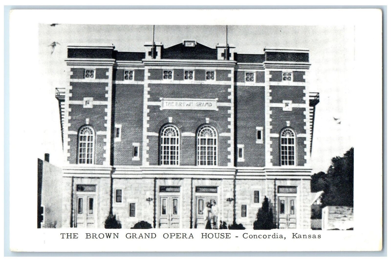 c1920 The Brown Grand Opera House Building Entrance Concordia Kansas KS Postcard