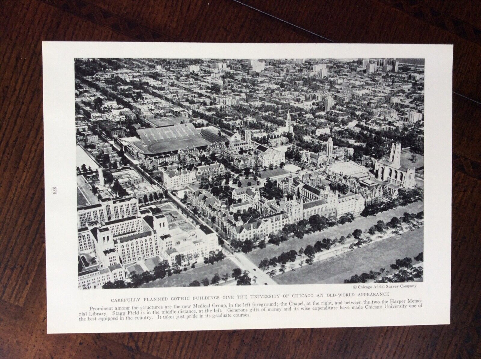 1931 vintage original magazine photo Aerial View Of University Of Chicago 