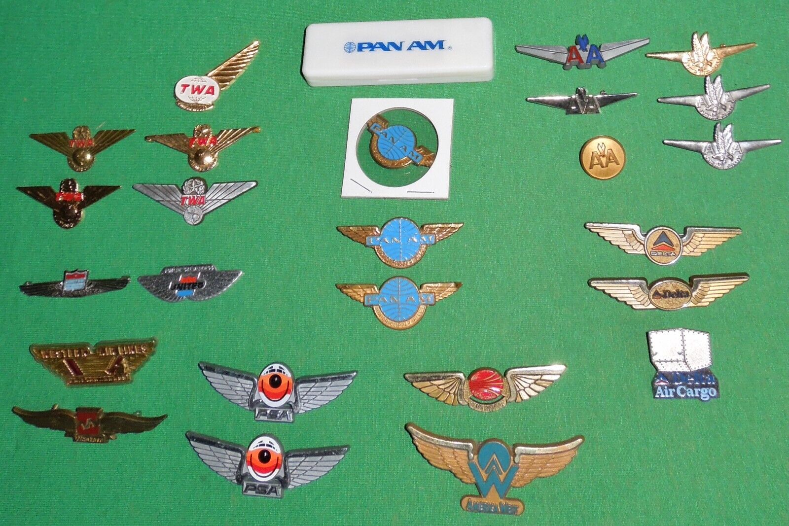 1960\'s-70\'s Commercial Airlines Kids Pins, Wings, Trinkets Lot...Pan Am, TWA++