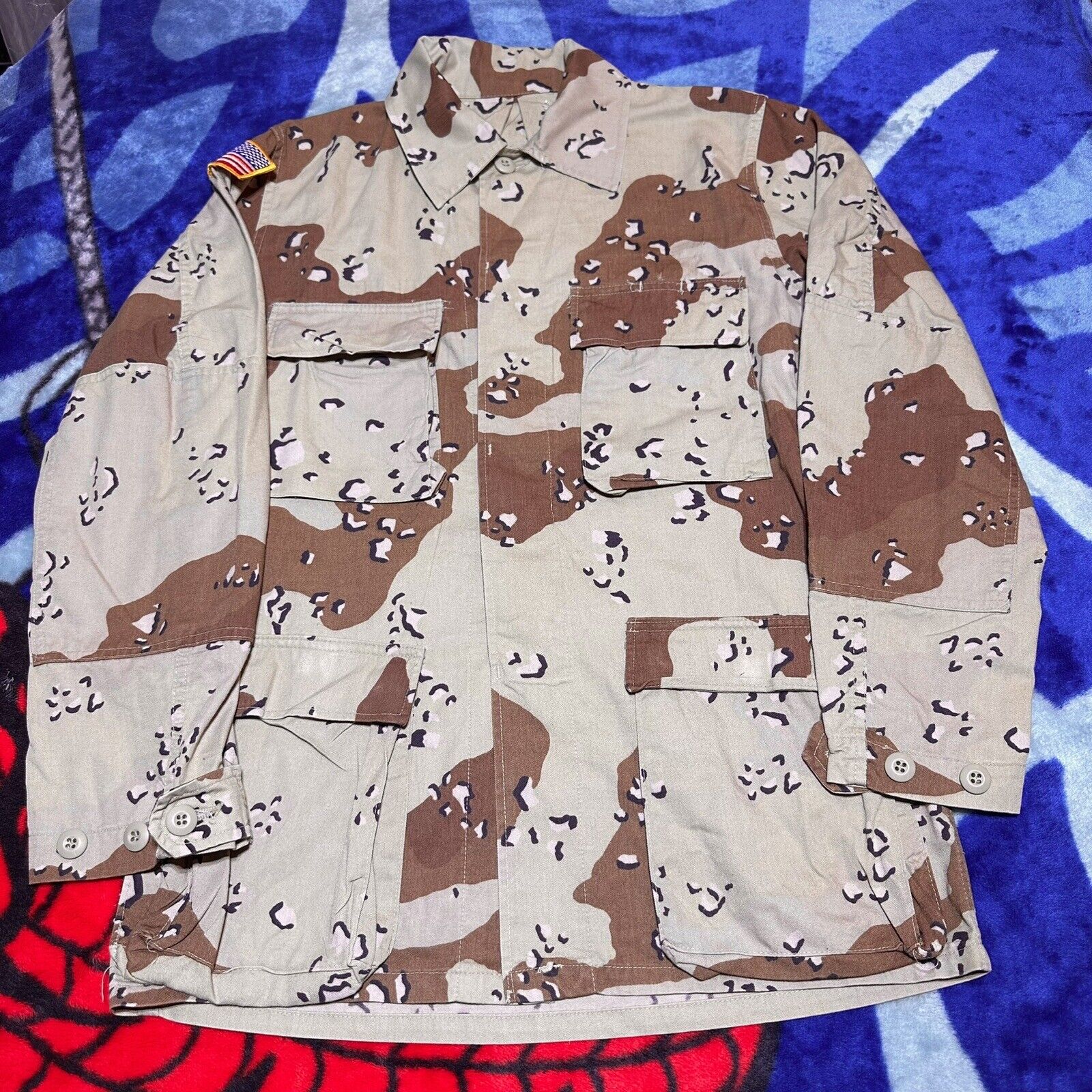 Vintage Military Desert Camouflage Chocolate Chip 6 Color BDU Jacket Size Small