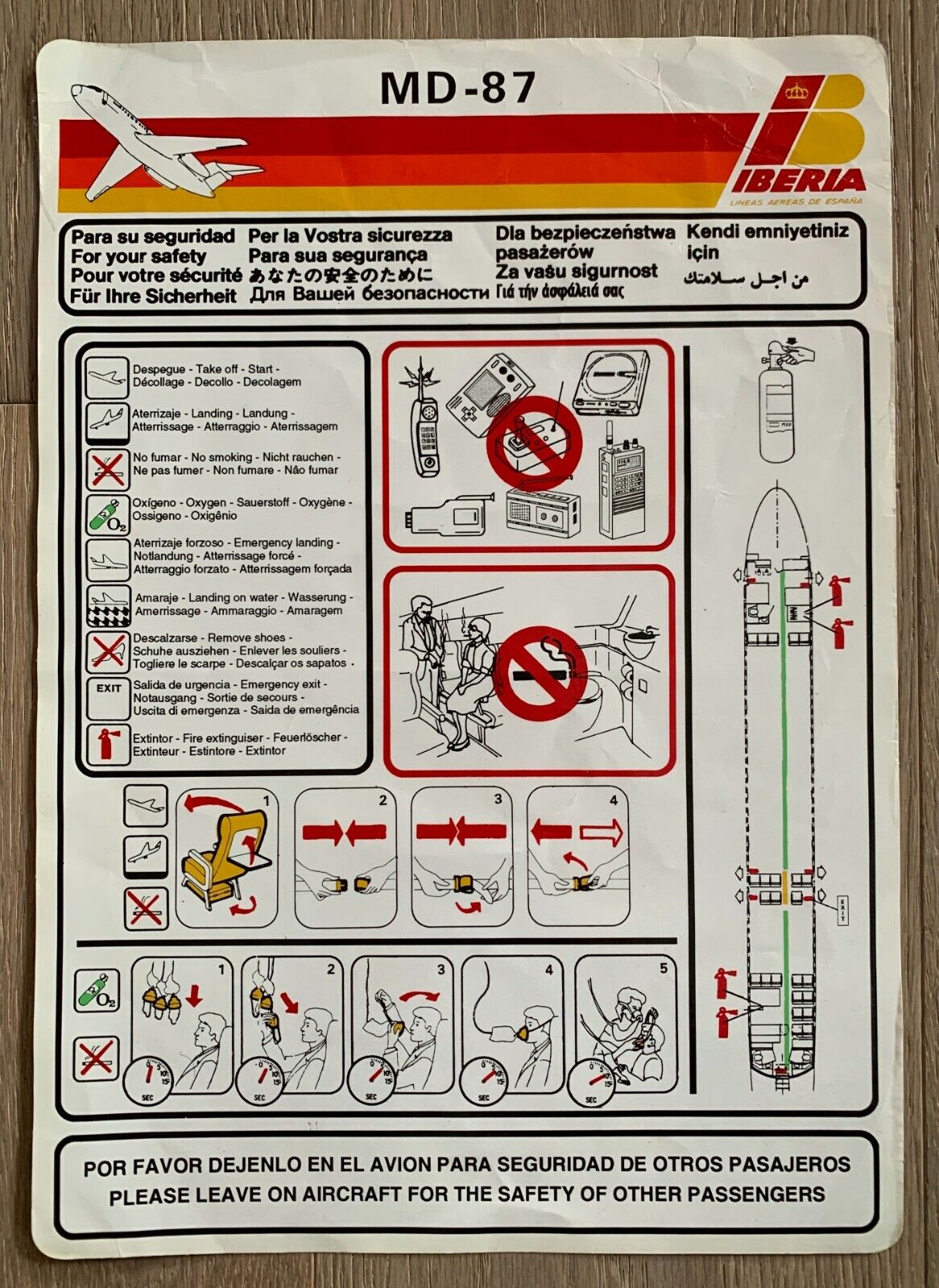 IBERIA MD-87 SAFETY CARD 6/93