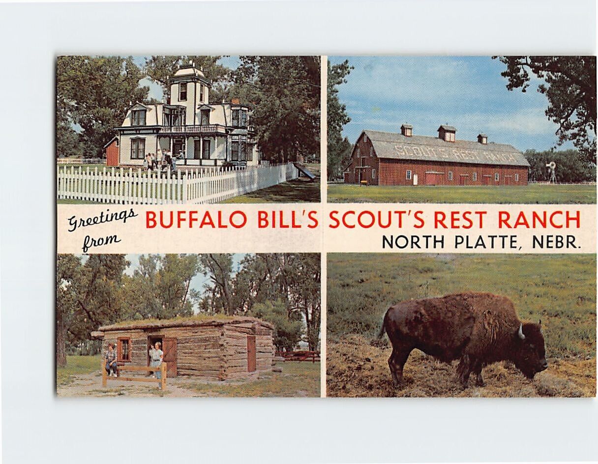 Postcard Greetings from Buffalo bill\'s Scout\'s Rest Ranch North Platte Nebraska