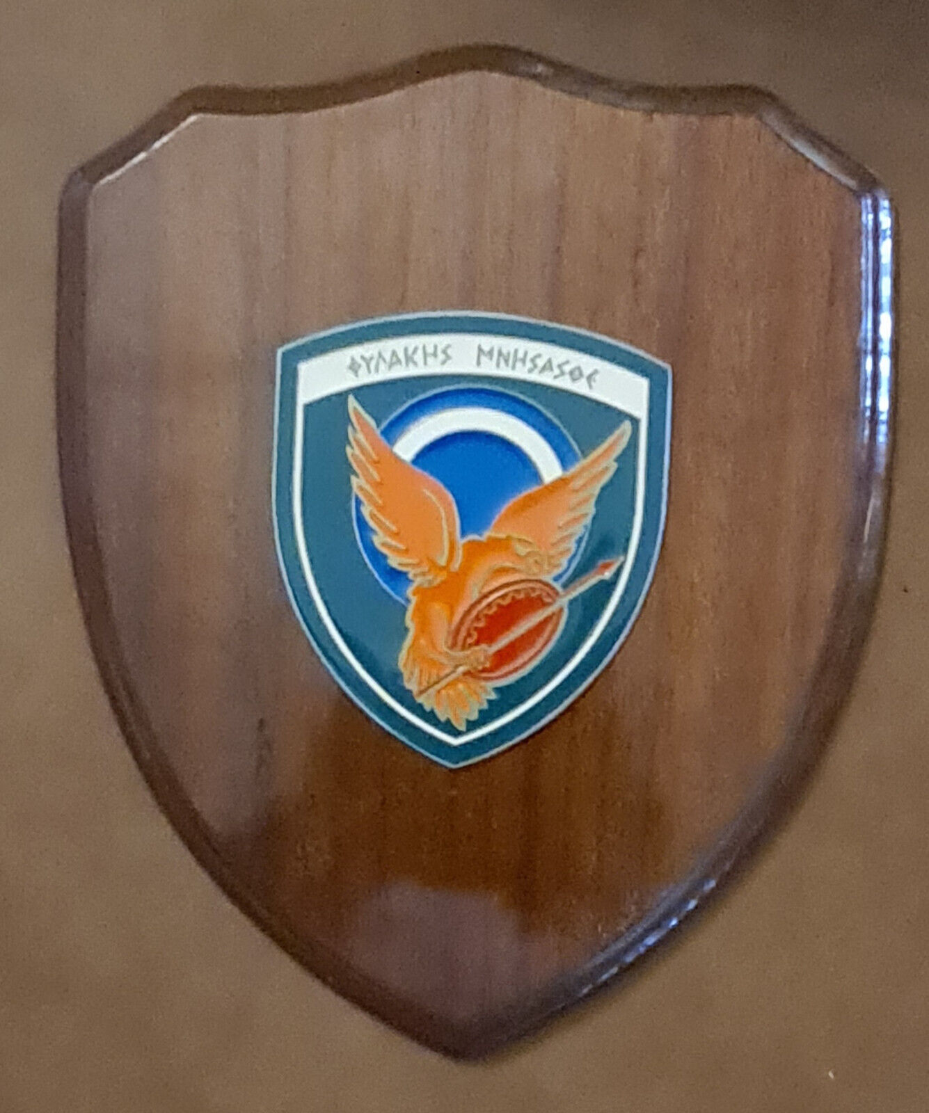 MIRAGE F-1 RARE 80s VINTAGE HELLENIC AIR FORCE METAL BADGE /WOOD PLAQUE 114 CW