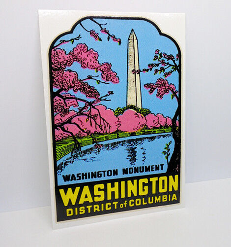 WASHINGTON D.C. Monument Vintage Style Travel DECAL, Vinyl STICKER Luggage Label