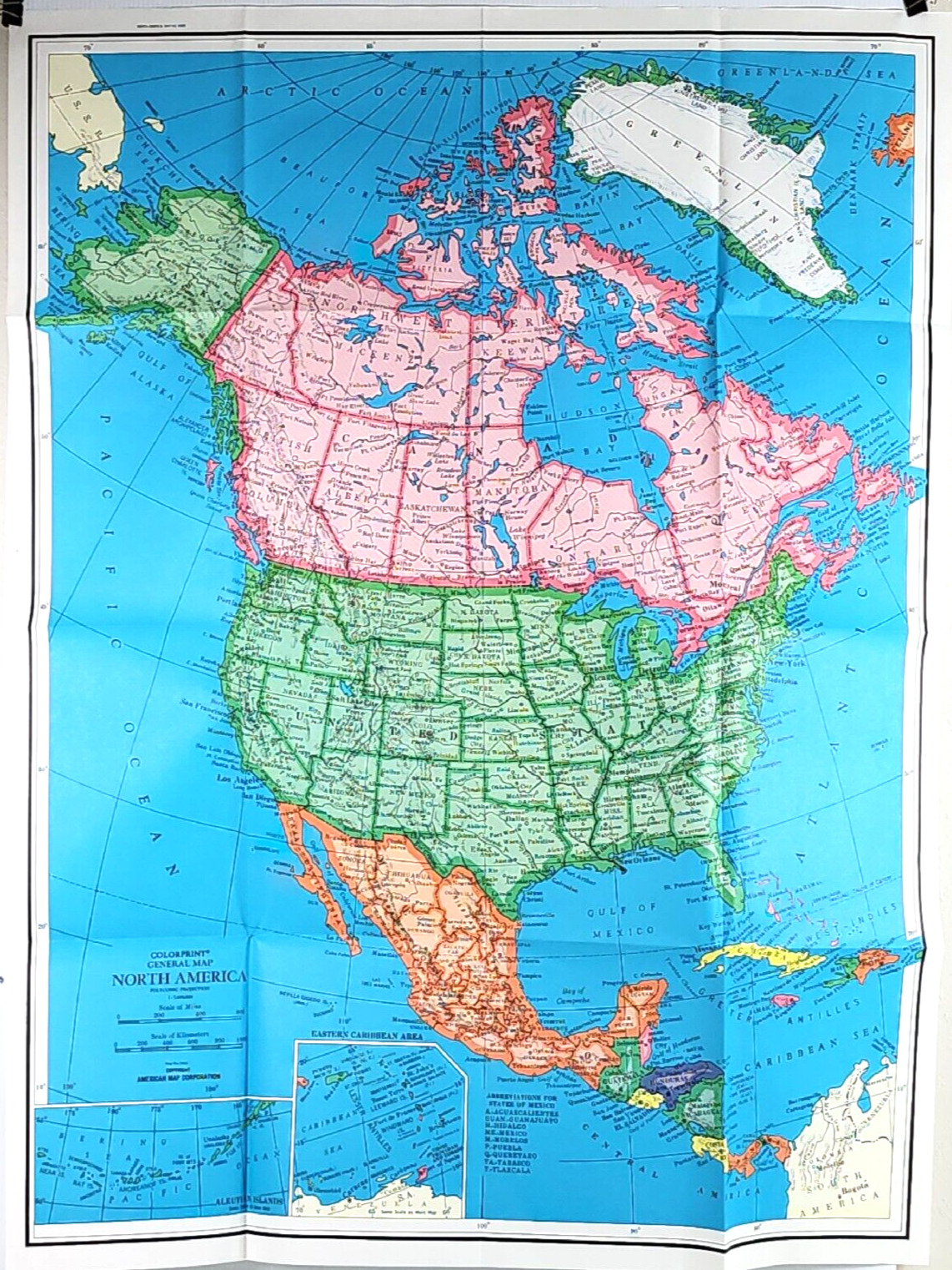 VTG EXUC 80\'s Colorprint Map United States 50\