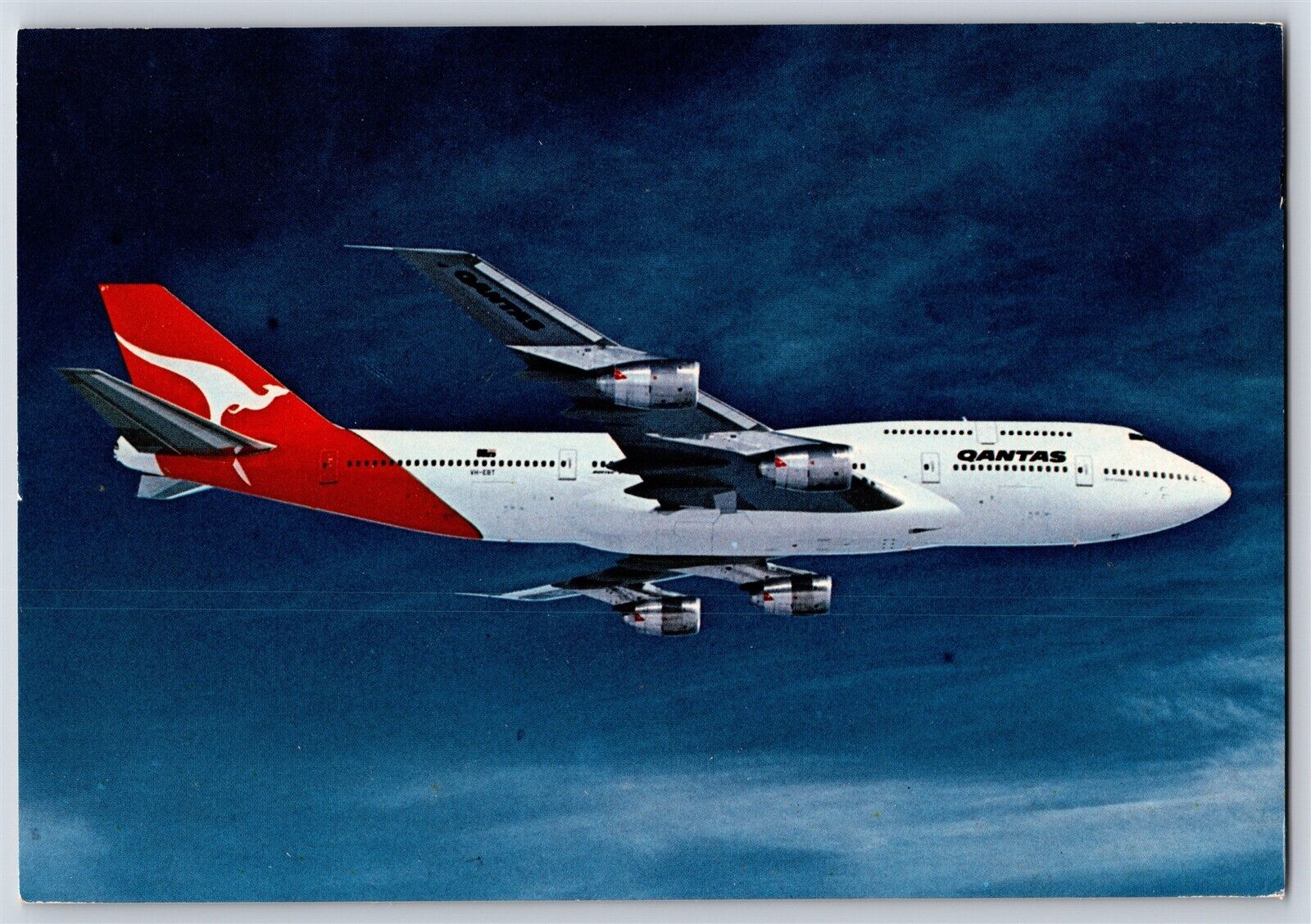 Airplane Postcard Qantas Airlines Boeing 747-300 VH-EBT In Flight BO5