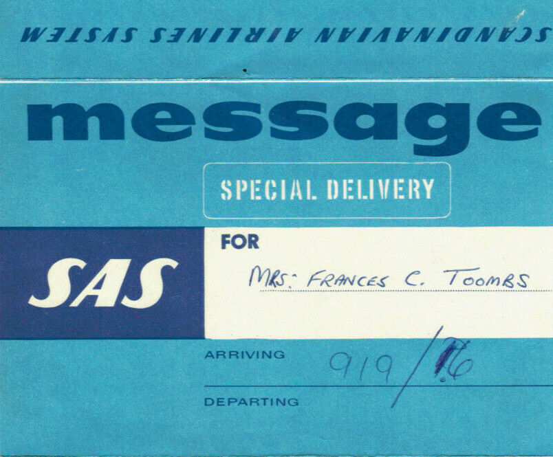 Scandinavian Airlines System Special Delivery Message Envelope