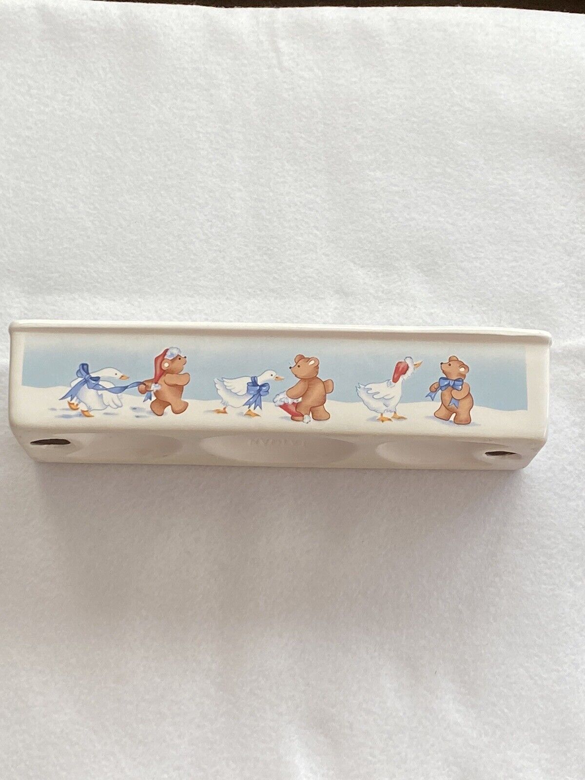 1988 Ceramic Christmas Goose & Bear By House Of Lloyd Cracker Server Tray
