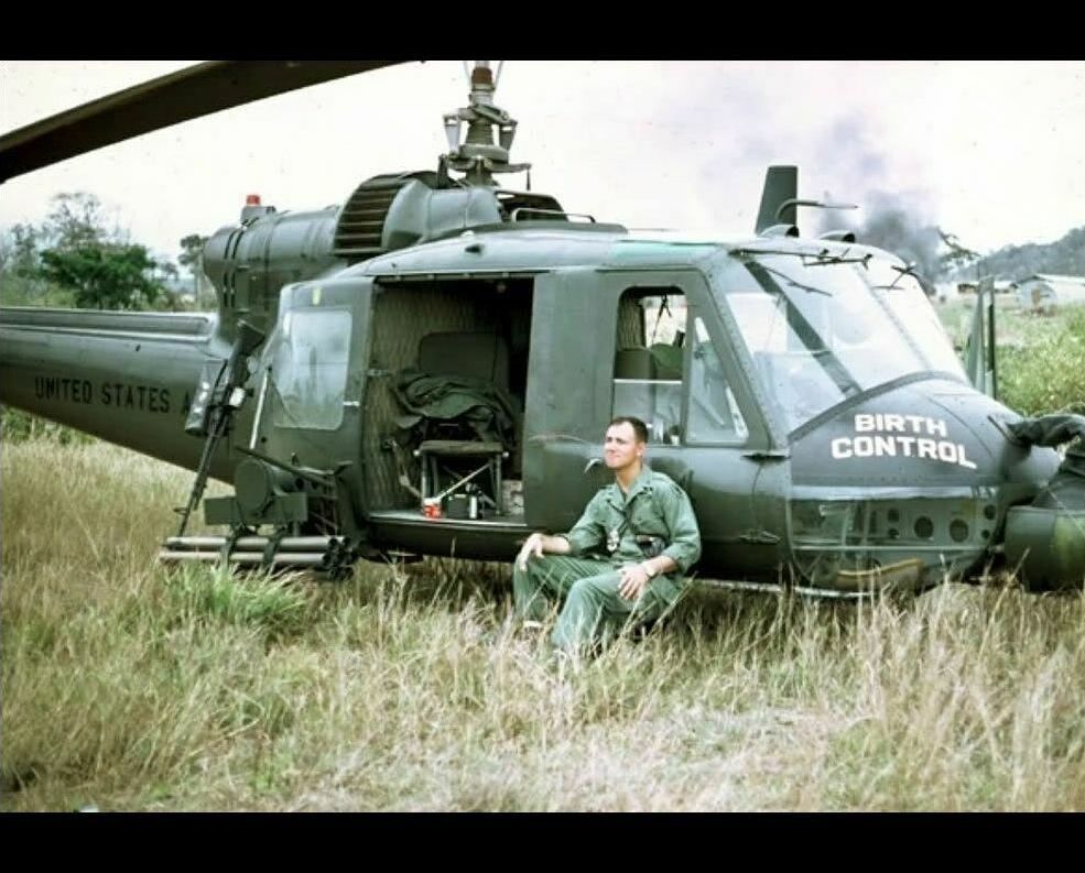 Vietnam War Huey BIRTH CONTROL Gunship Pilot PHOTO US Army Helicopter BELL UH-1C